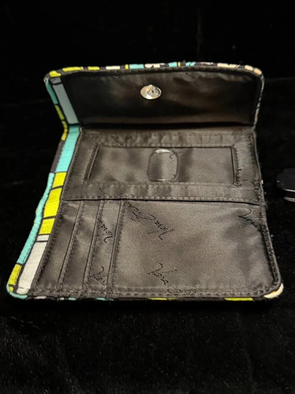 Vera Bradley Euro Wallet in Lime’s Up - Retired Quilted Kiss Lock Trifold